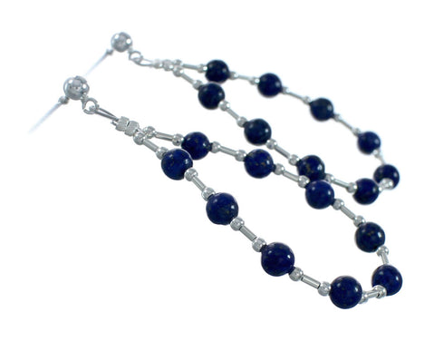 Navajo Lapis Bead Post Sterling Silver Dangle Earrings X11102